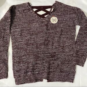 SO Women’s Knit Lace Up Back Long Sleeve Sweater